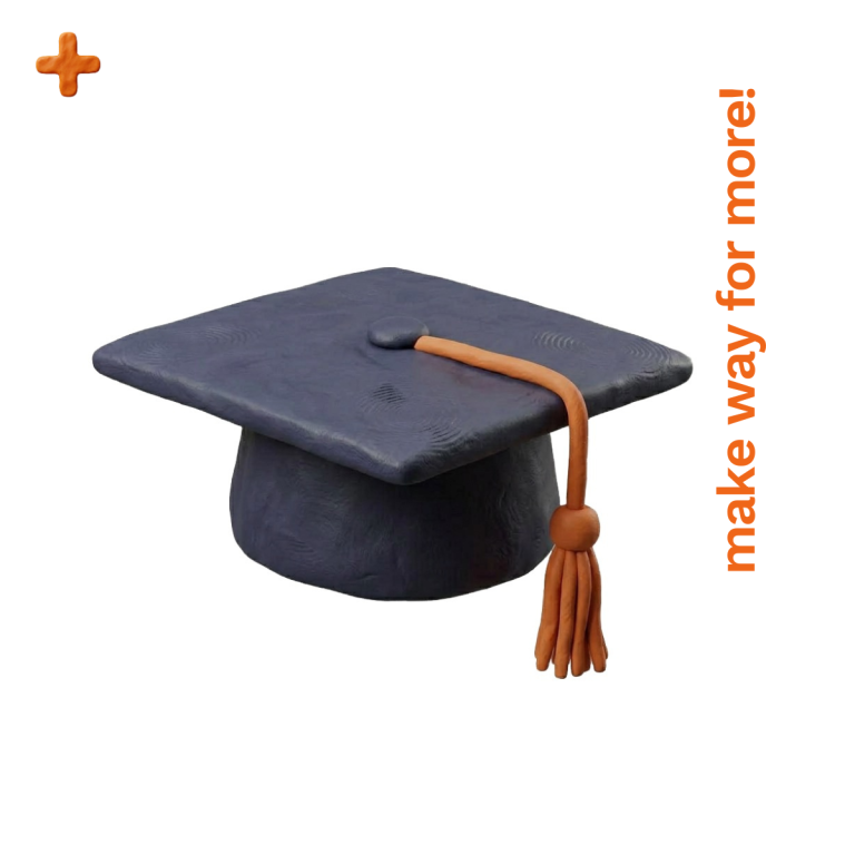 Contract Training Blue graduation cap with an orange tassel and a motivational message.