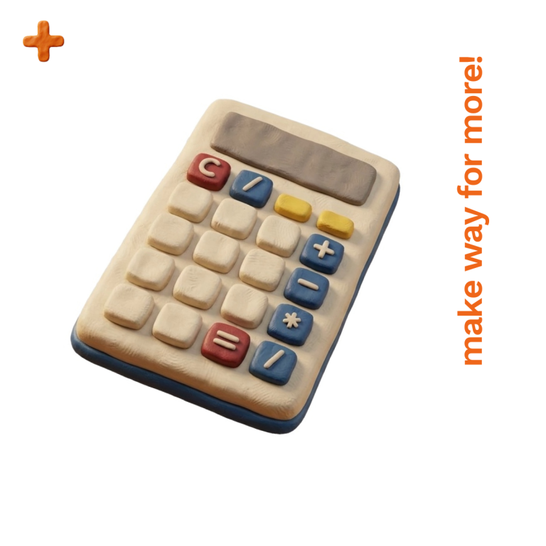 Claim Preparation Services A colourful calculator with large buttons and a reminder to "make way for more!"